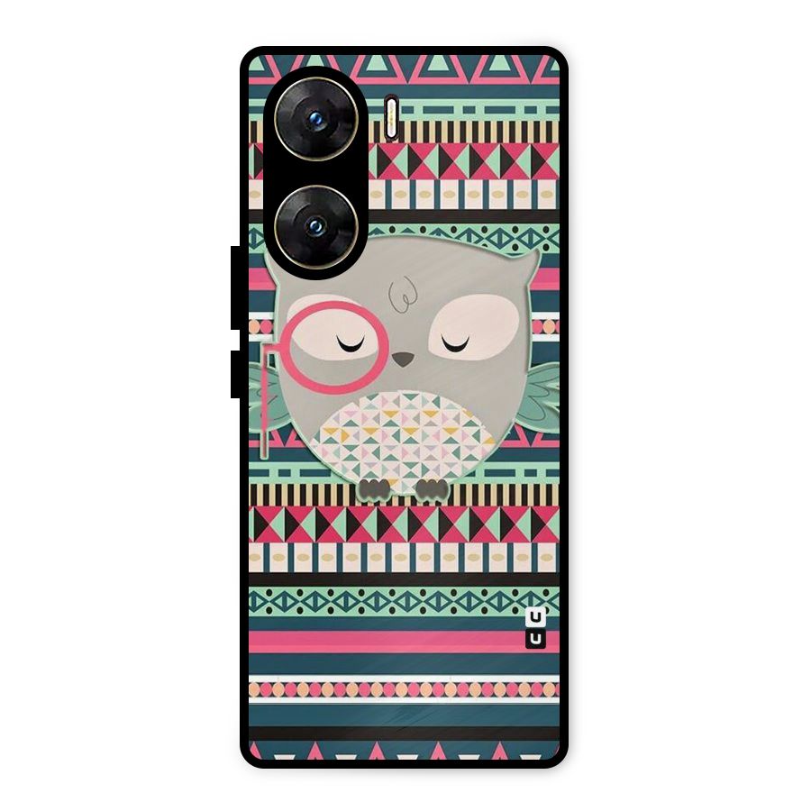 Owl Cute Pattern Metal Back Case for Vivo V29e