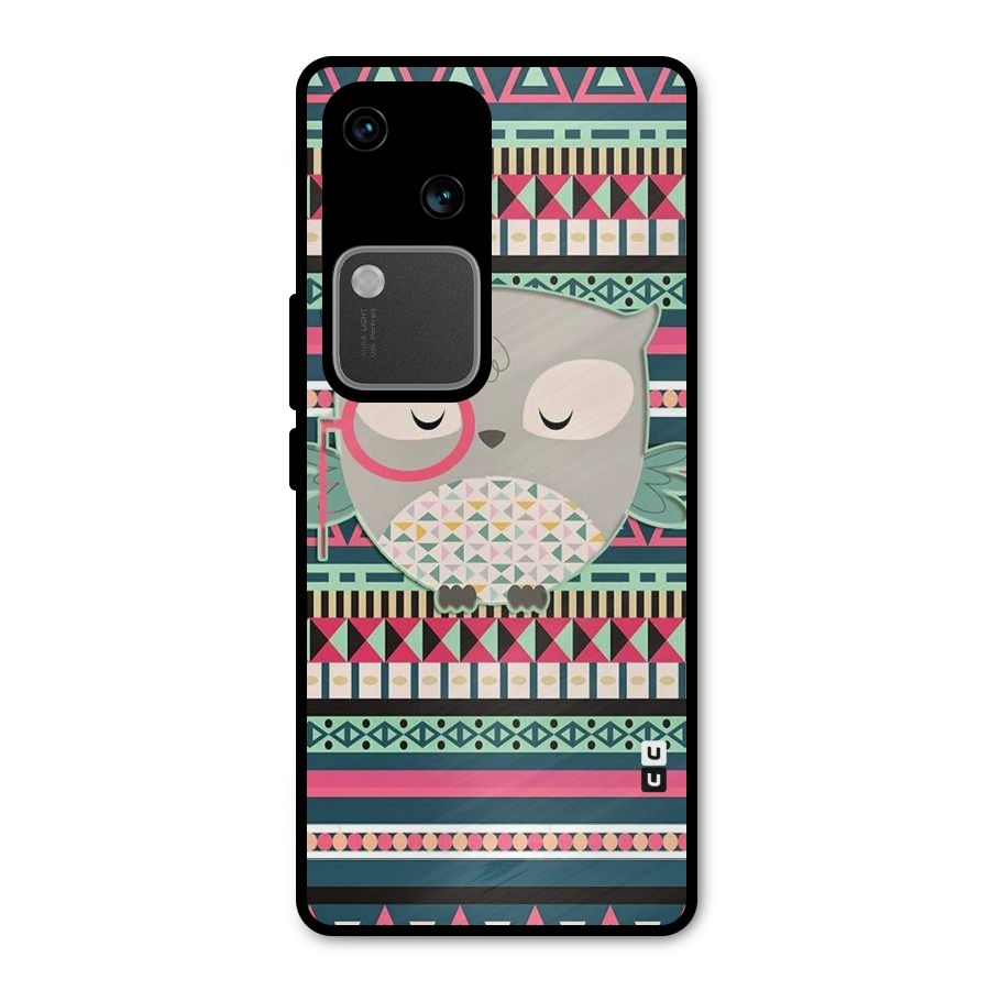 Owl Cute Pattern Metal Back Case for Vivo V30