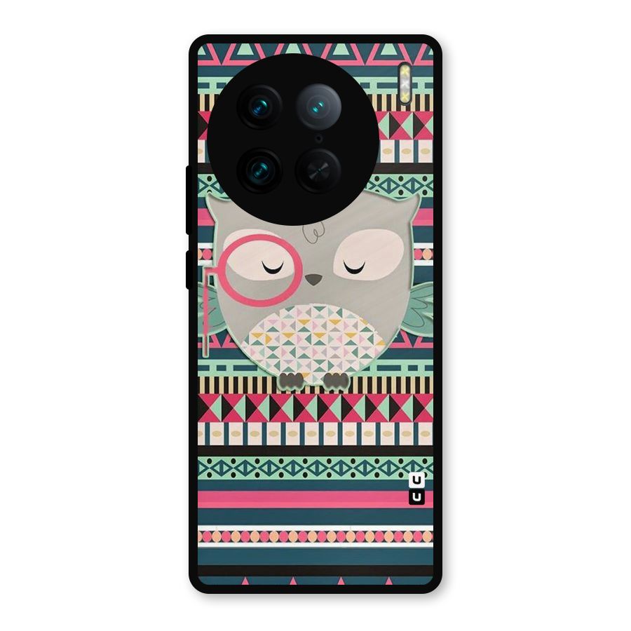 Owl Cute Pattern Metal Back Case for Vivo X90 Pro