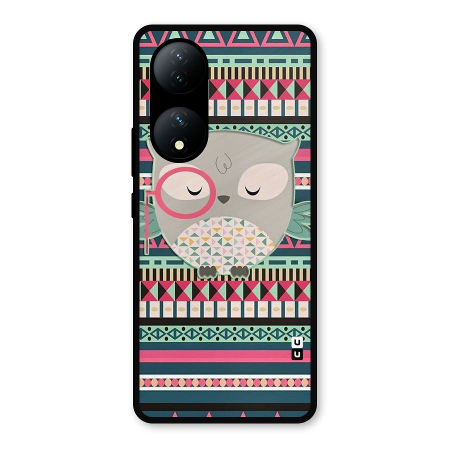 Owl Cute Pattern Metal Back Case for Vivo Y100a