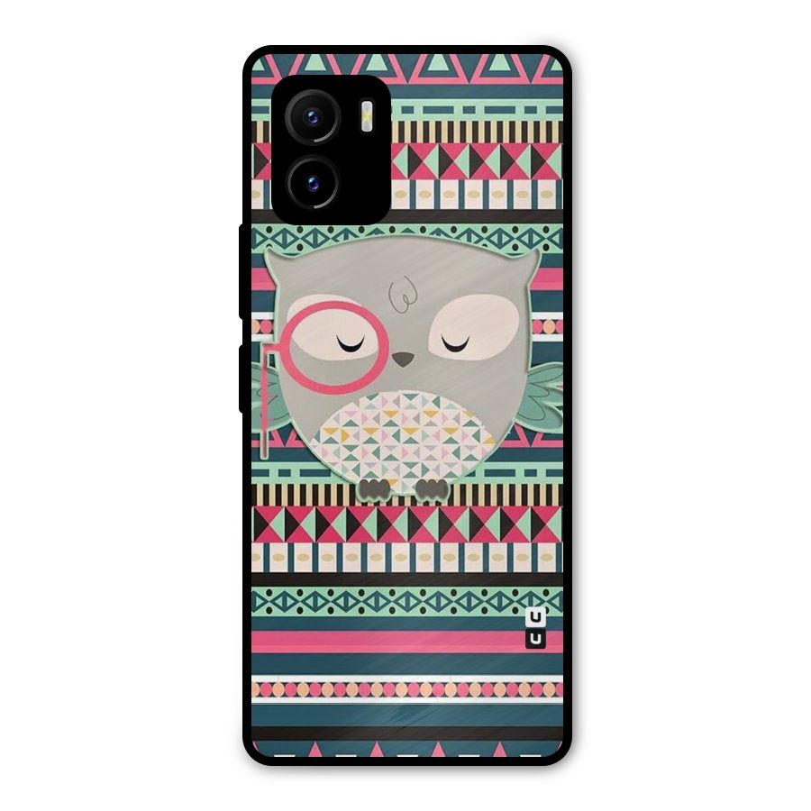 Owl Cute Pattern Metal Back Case for Vivo Y15s