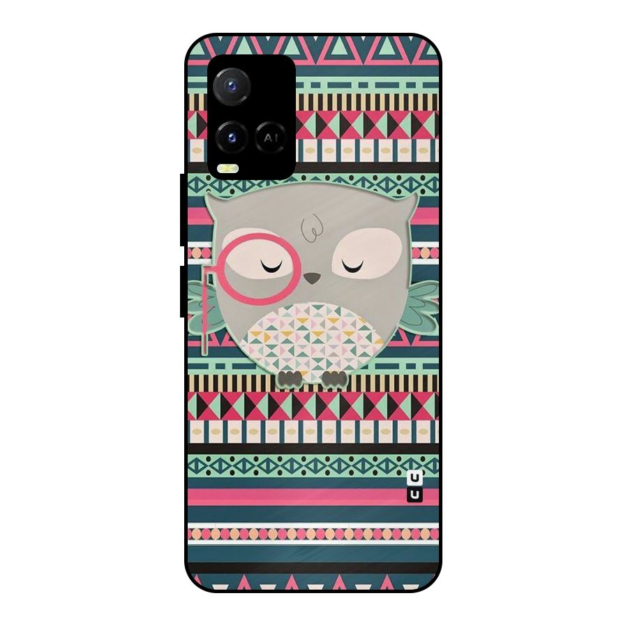 Owl Cute Pattern Metal Back Case for Vivo Y21G
