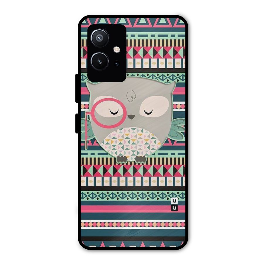 Owl Cute Pattern Metal Back Case for Vivo Y75 5G