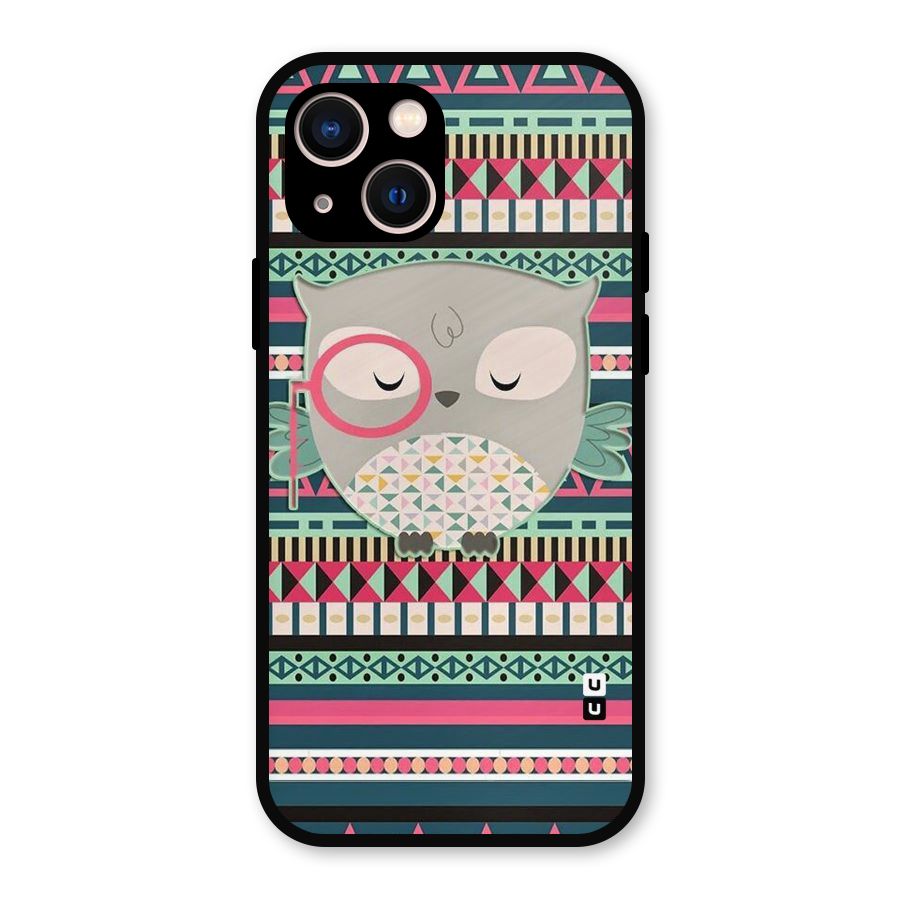 Owl Cute Pattern Metal Back Case for iPhone 13