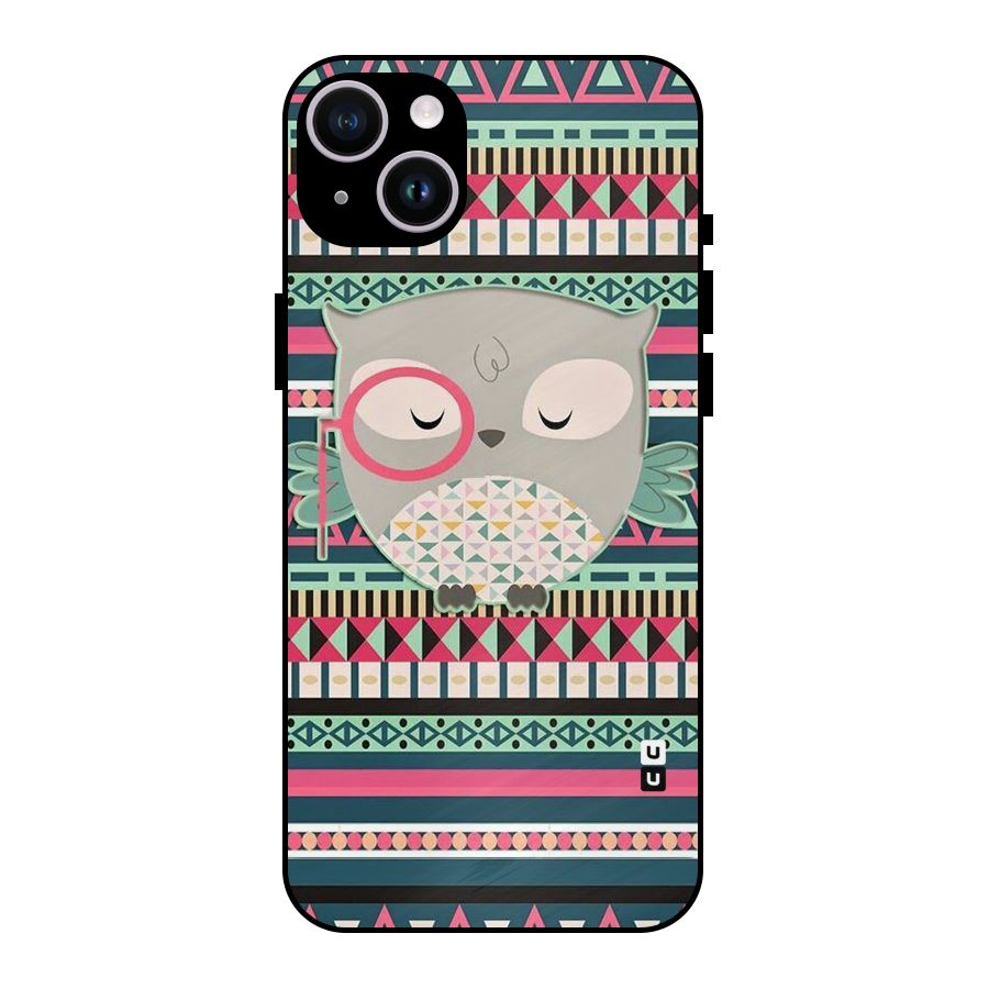 Owl Cute Pattern Metal Back Case for iPhone 14 Plus