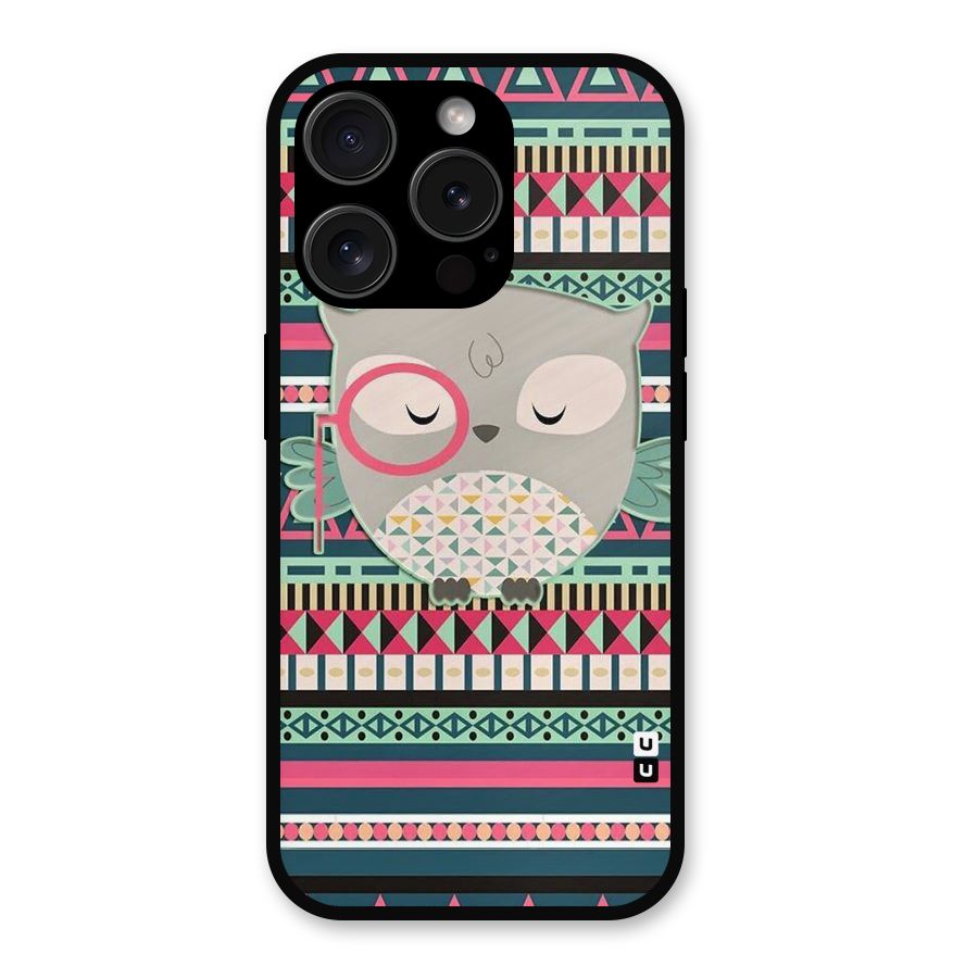 Owl Cute Pattern Metal Back Case for iPhone 15 Pro