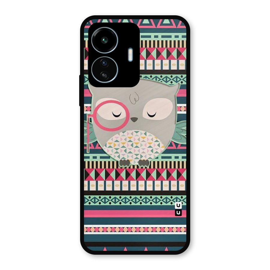 Owl Cute Pattern Metal Back Case for vivo iQOO Z6 Lite 5G