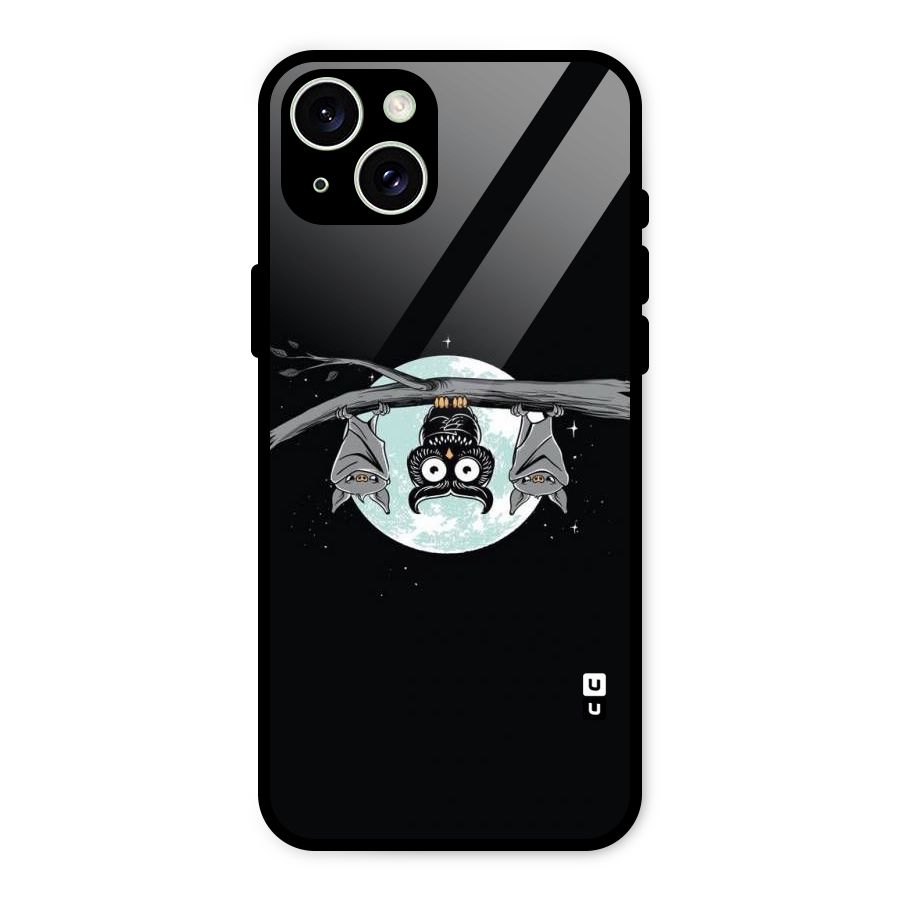Owl Hanging Glass Back Case for iPhone 15 Plus