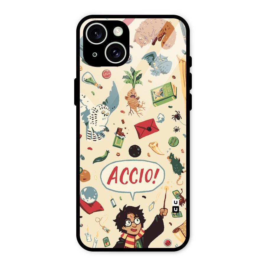 Owl Letter Glass Back Case for iPhone 15 Plus