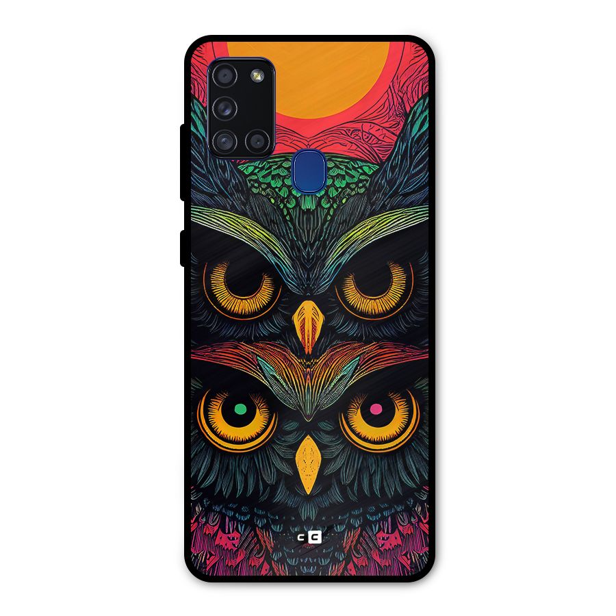 Owl Soul Art Illustration Metal Back Case for Galaxy A21s