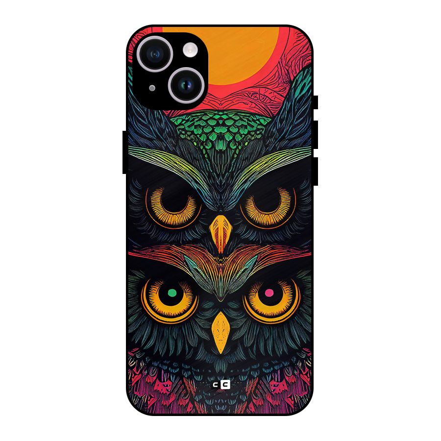 Owl Soul Art Illustration Metal Back Case for iPhone 14 Plus