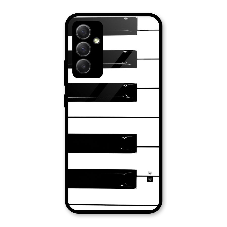 Paino Keys Printed Classy Glass Back Case for Galaxy A34