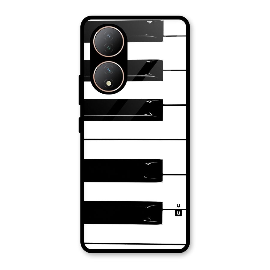 Paino Keys Printed Classy Glass Back Case for Vivo Y100A