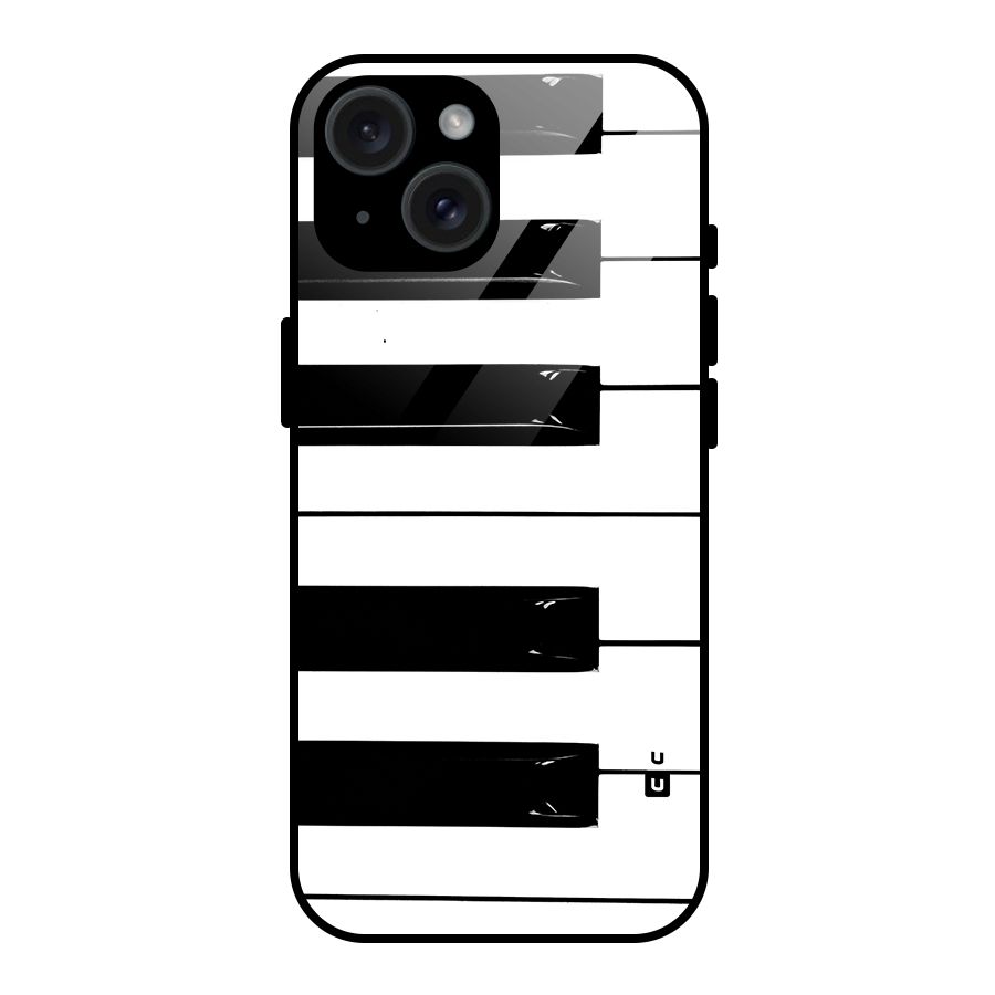 Paino Keys Printed Classy Glass Back Case for iPhone 15