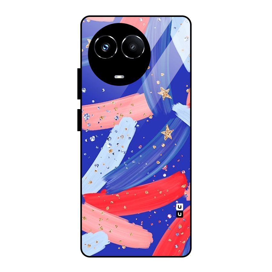 Paint Stars Glass Back Case for Realme 11X