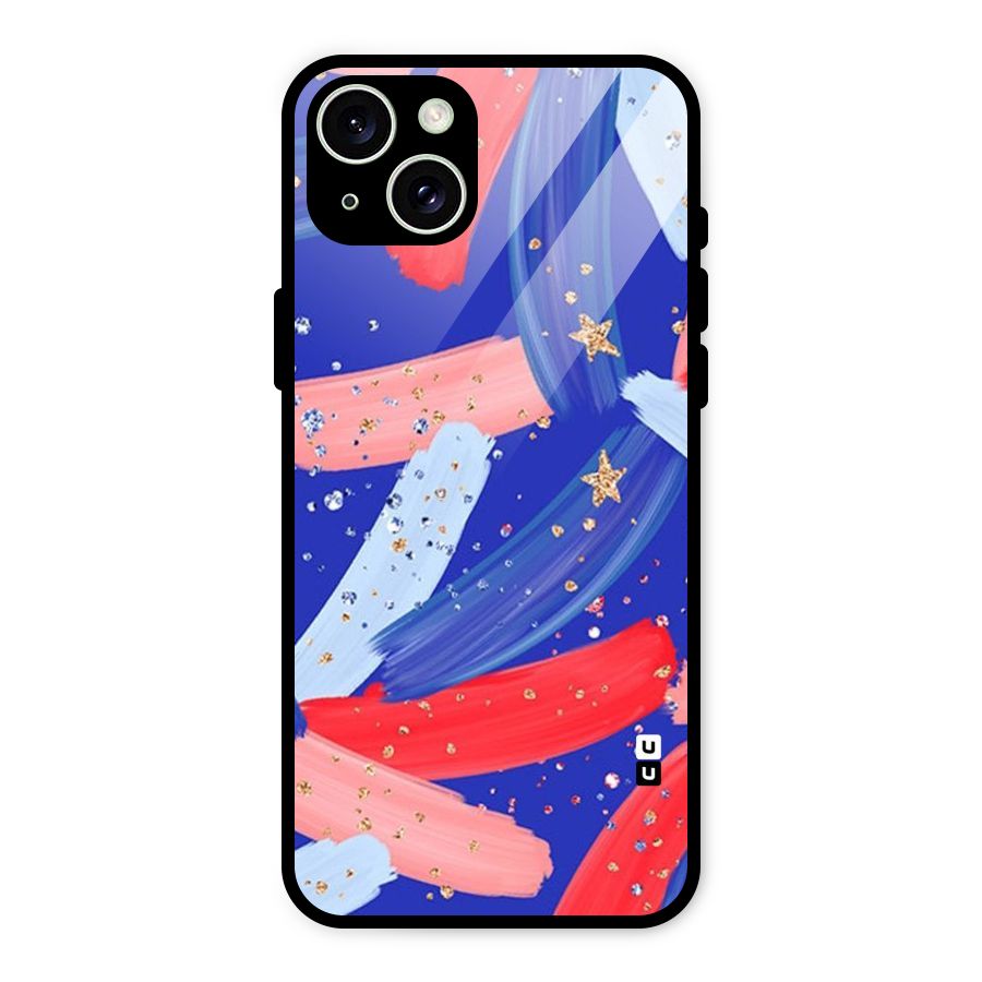 Paint Stars Glass Back Case for iPhone 15 Plus