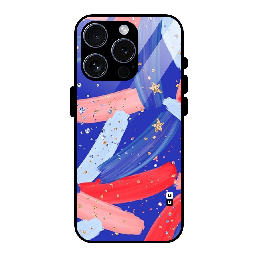 Paint Stars Glass Back Case for iPhone 15 Pro
