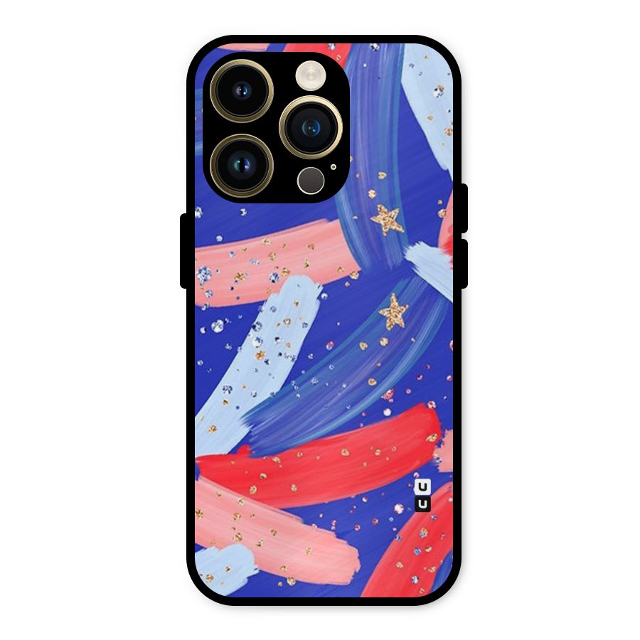 Paint Stars Metal Back Case for iPhone 14 Pro