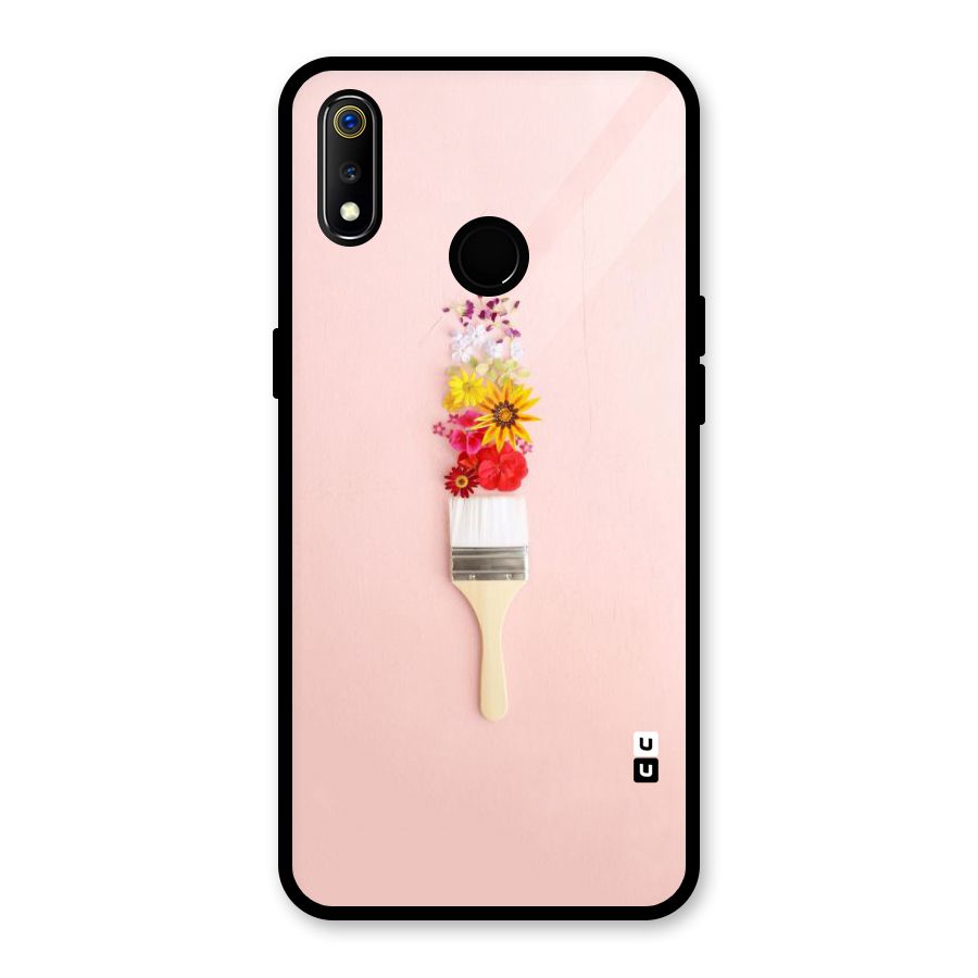 Painted Flowers Glass Back Case for Realme 3i