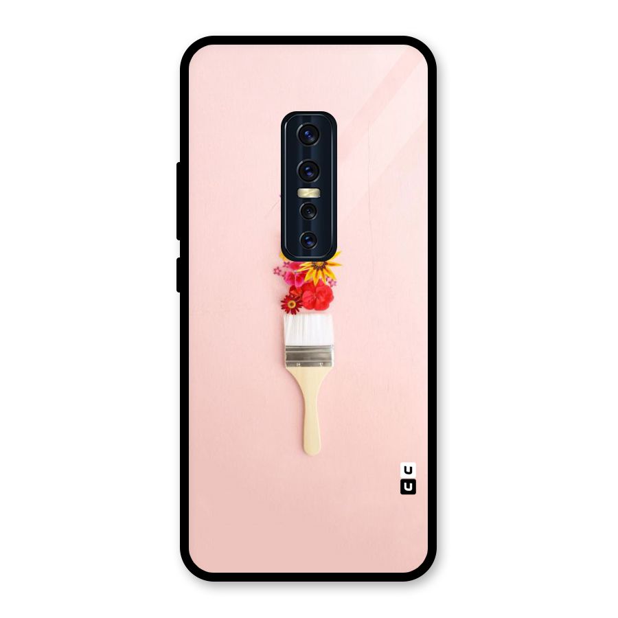 Painted Flowers Glass Back Case for Vivo V17 Pro