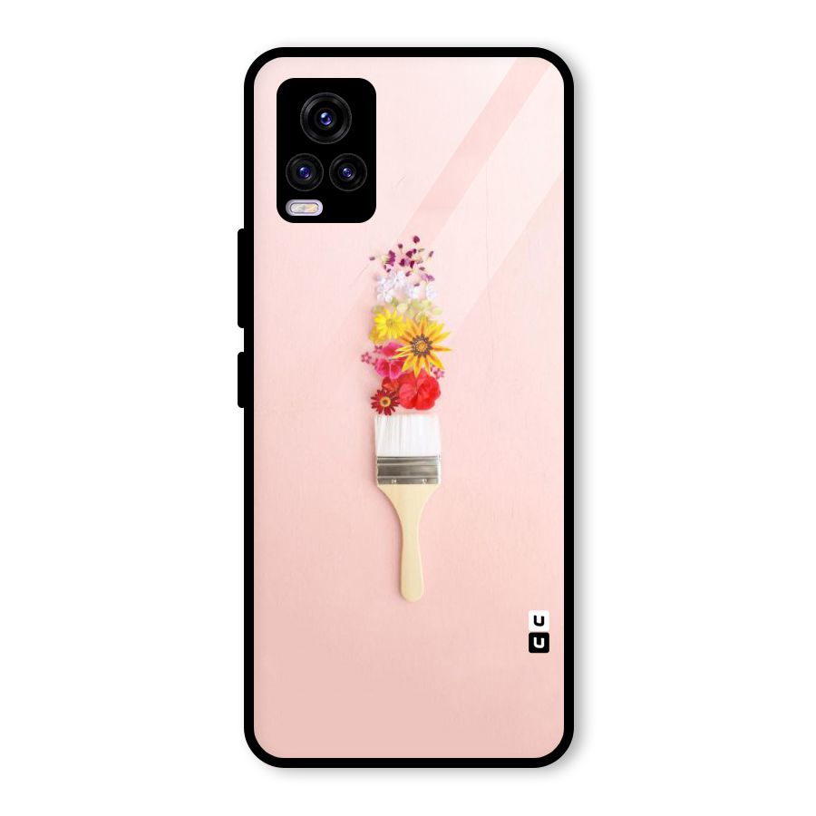 Painted Flowers Glass Back Case for Vivo V20 2021
