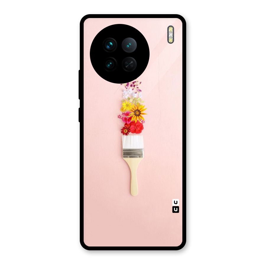 Painted Flowers Glass Back Case for Vivo X90