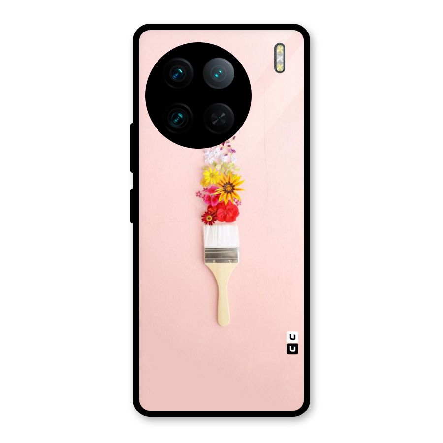 Painted Flowers Glass Back Case for Vivo X90 Pro