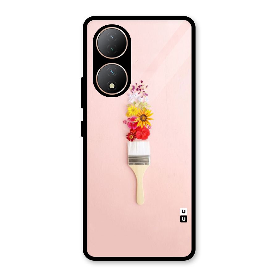 Painted Flowers Glass Back Case for Vivo Y100A