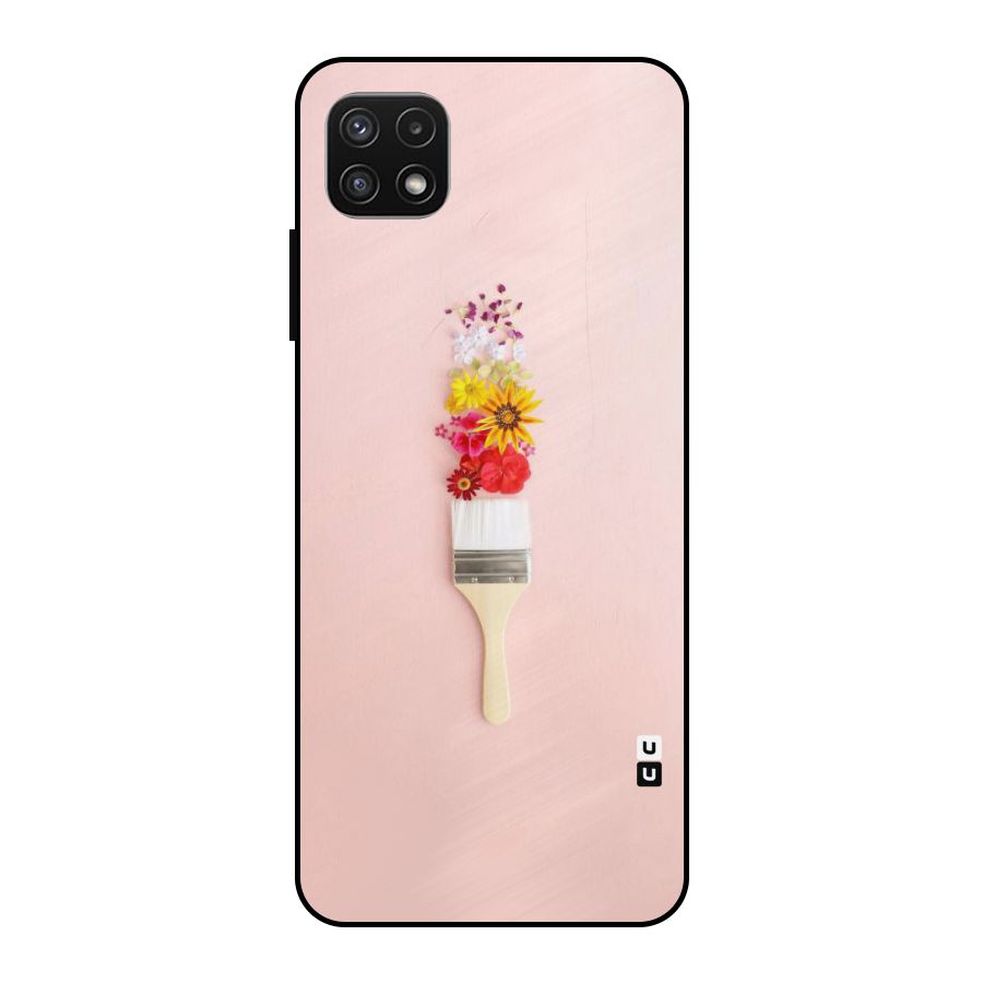 Painted Flowers Metal Back Case for Galaxy A22 5G