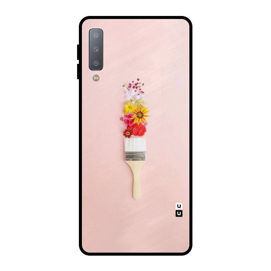 Painted Flowers Metal Back Case for Galaxy A7 (2018)