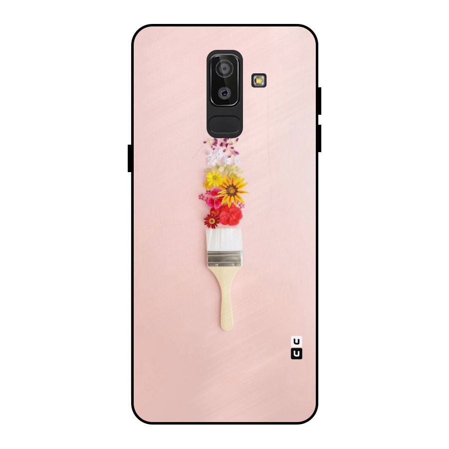 Painted Flowers Metal Back Case for Galaxy J8