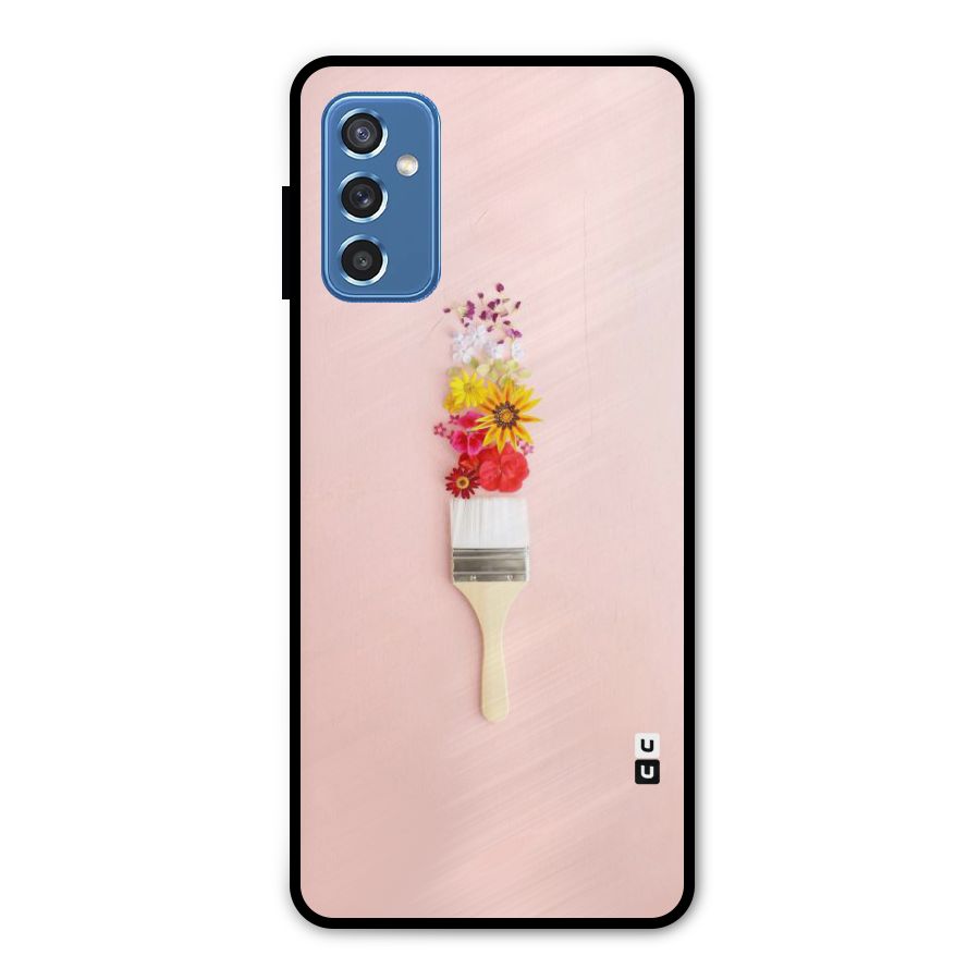 Painted Flowers Metal Back Case for Galaxy M52 5G