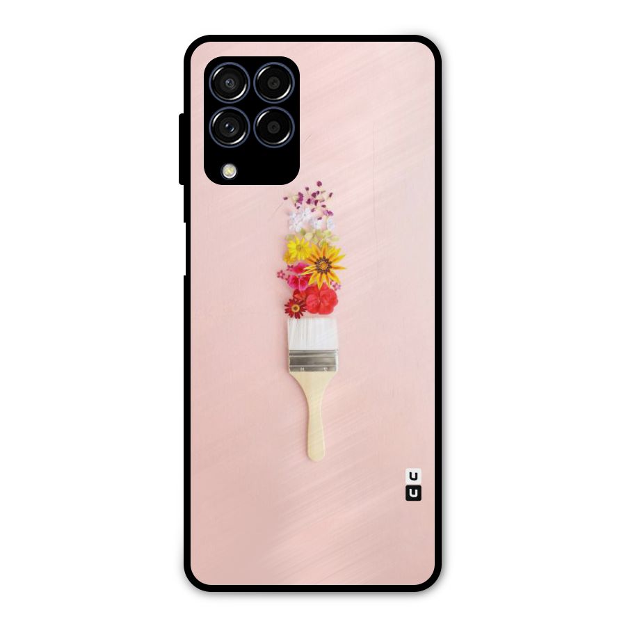 Painted Flowers Metal Back Case for Galaxy M53 5G