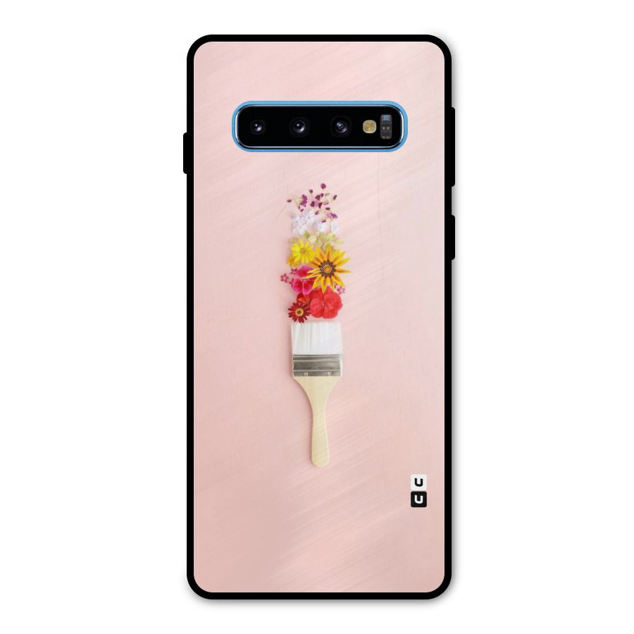 Painted Flowers Metal Back Case for Galaxy S10