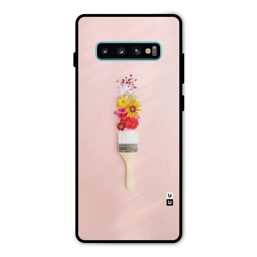 Painted Flowers Metal Back Case for Galaxy S10 Plus