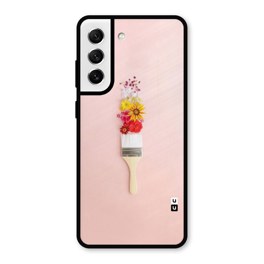 Painted Flowers Metal Back Case for Galaxy S21 FE 5G