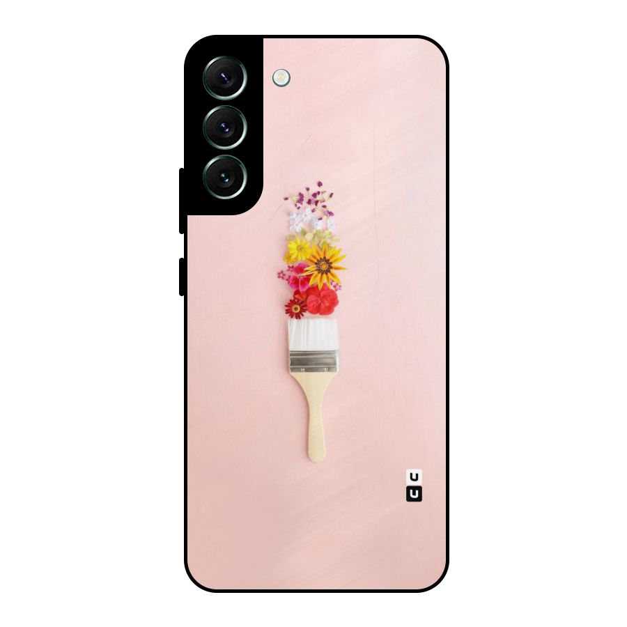 Painted Flowers Metal Back Case for Galaxy S22 Plus 5G