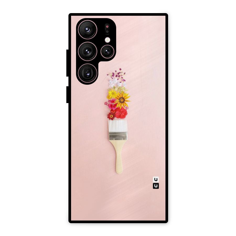 Painted Flowers Metal Back Case for Galaxy S22 Ultra 5G