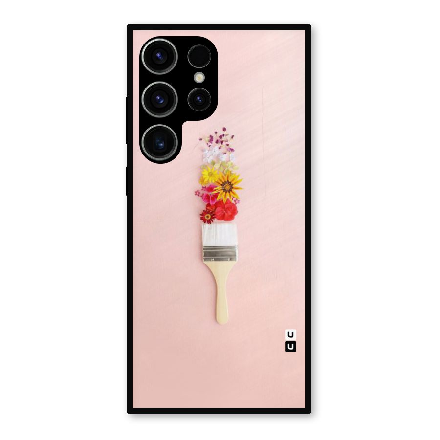 Painted Flowers Metal Back Case for Galaxy S23 Ultra