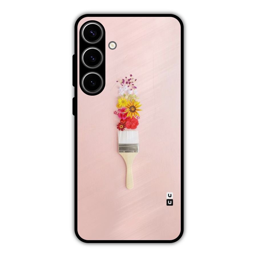 Painted Flowers Metal Back Case for Galaxy S24 Plus