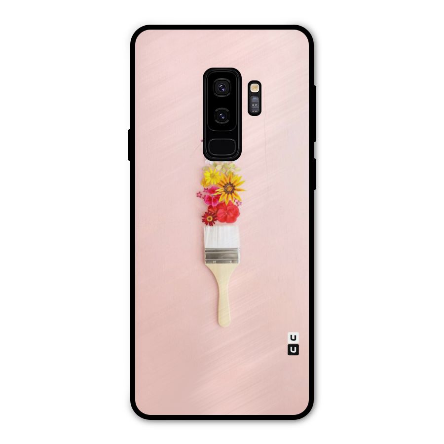 Painted Flowers Metal Back Case for Galaxy S9 Plus