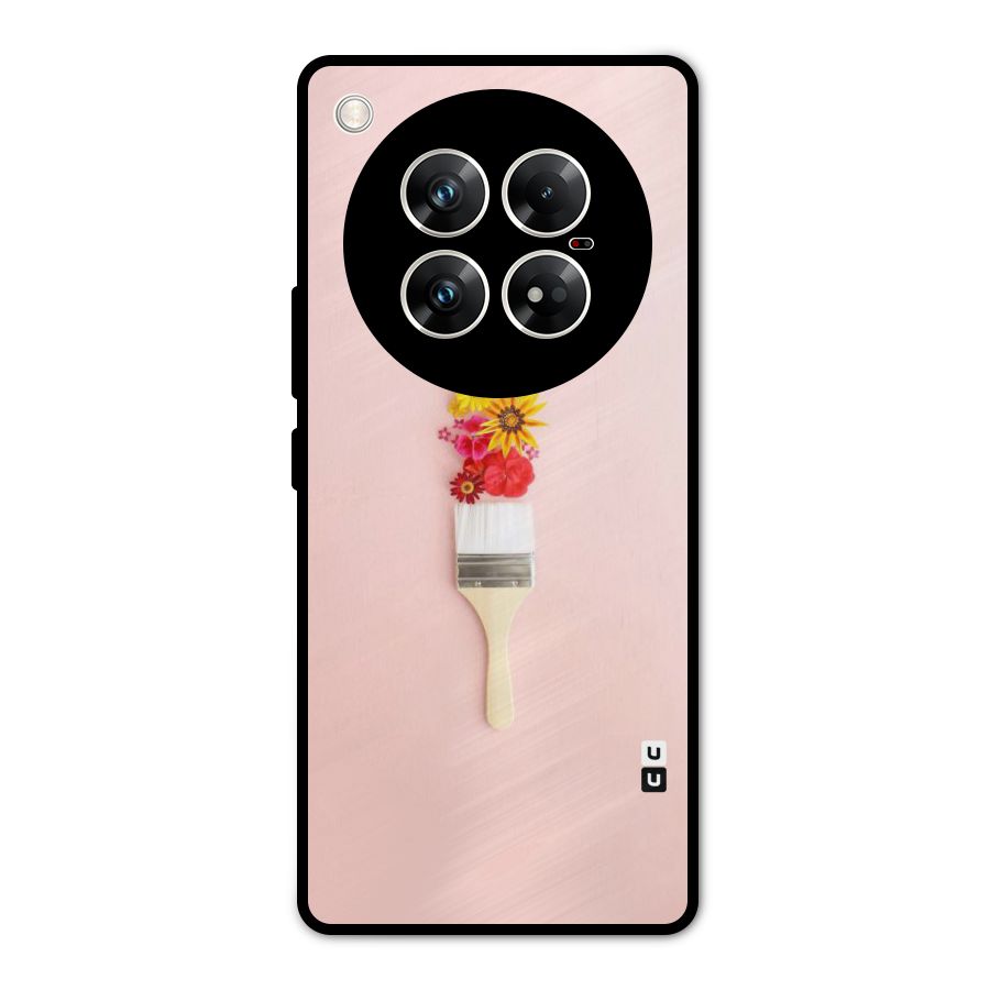 Painted Flowers Metal Back Case for Infinix Zero 40 5G
