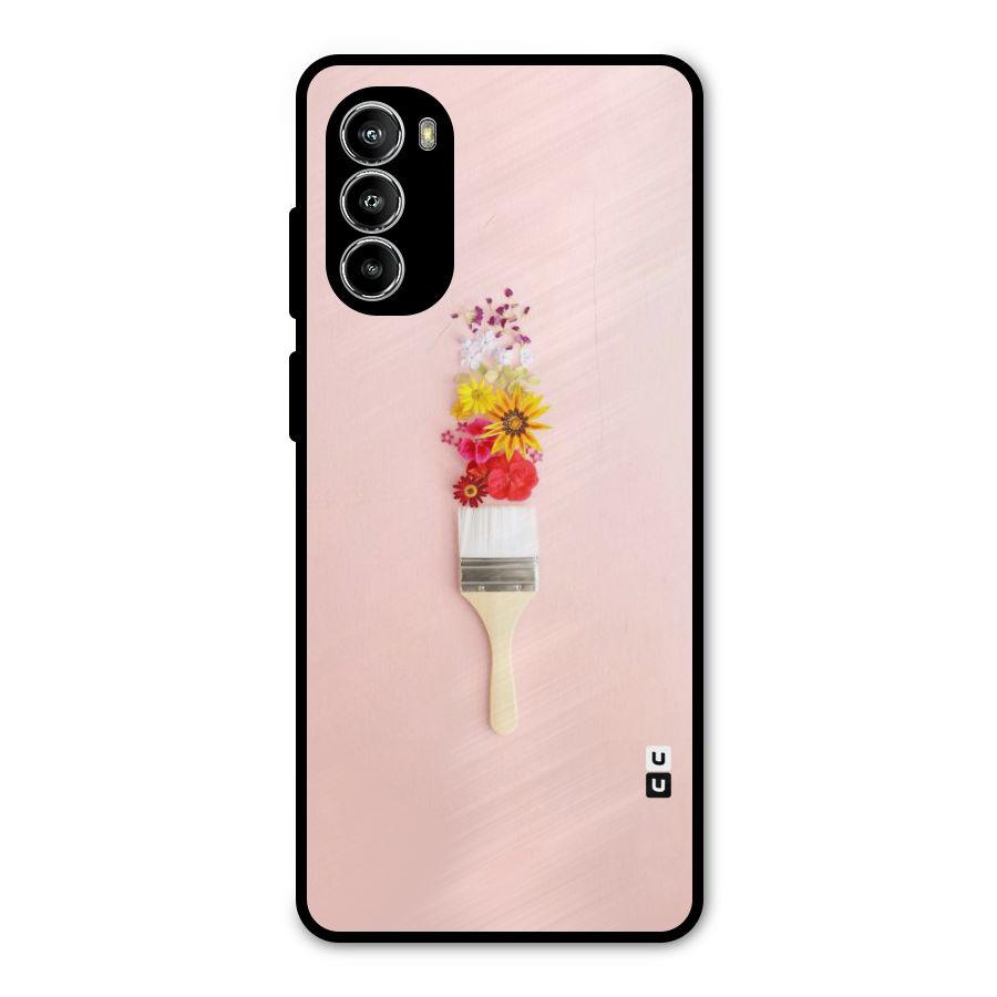 Painted Flowers Metal Back Case for Moto G52