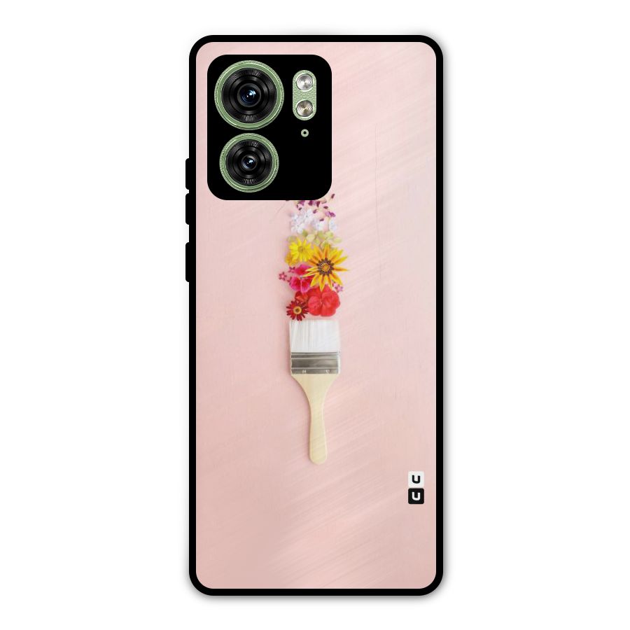 Painted Flowers Metal Back Case for Motorola Edge 40 5G
