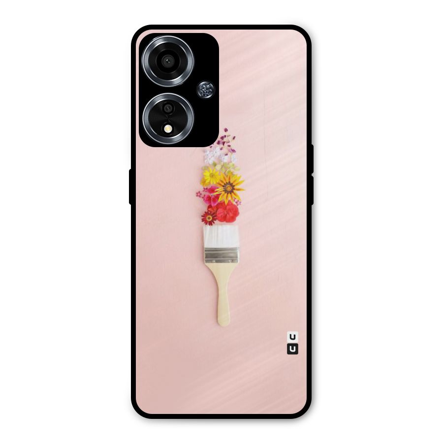 Painted Flowers Metal Back Case for Oppo A59