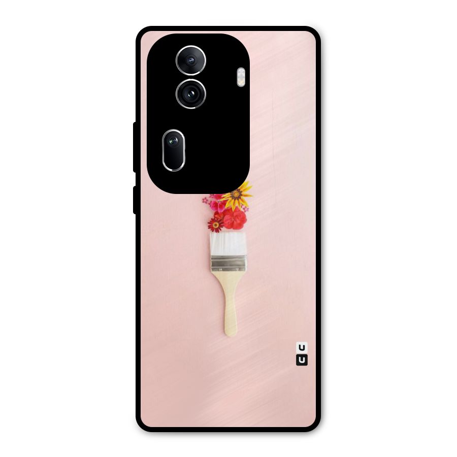Painted Flowers Metal Back Case for Oppo Reno11 Pro 5G