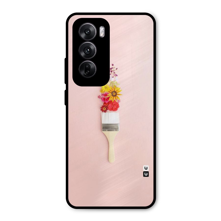Painted Flowers Metal Back Case for Oppo Reno12