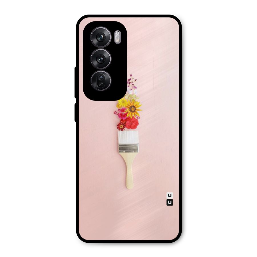 Painted Flowers Metal Back Case for Oppo Reno12 Pro