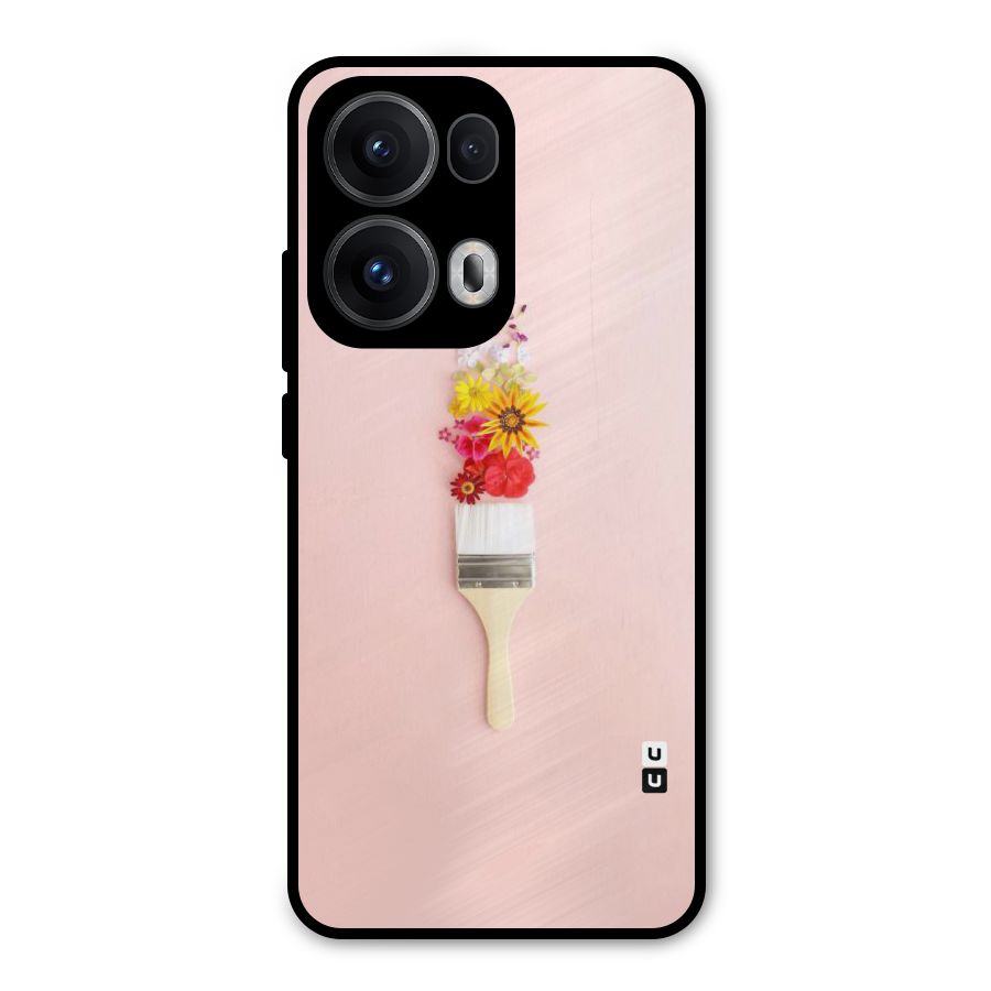 Painted Flowers Metal Back Case for Oppo Reno13 Pro