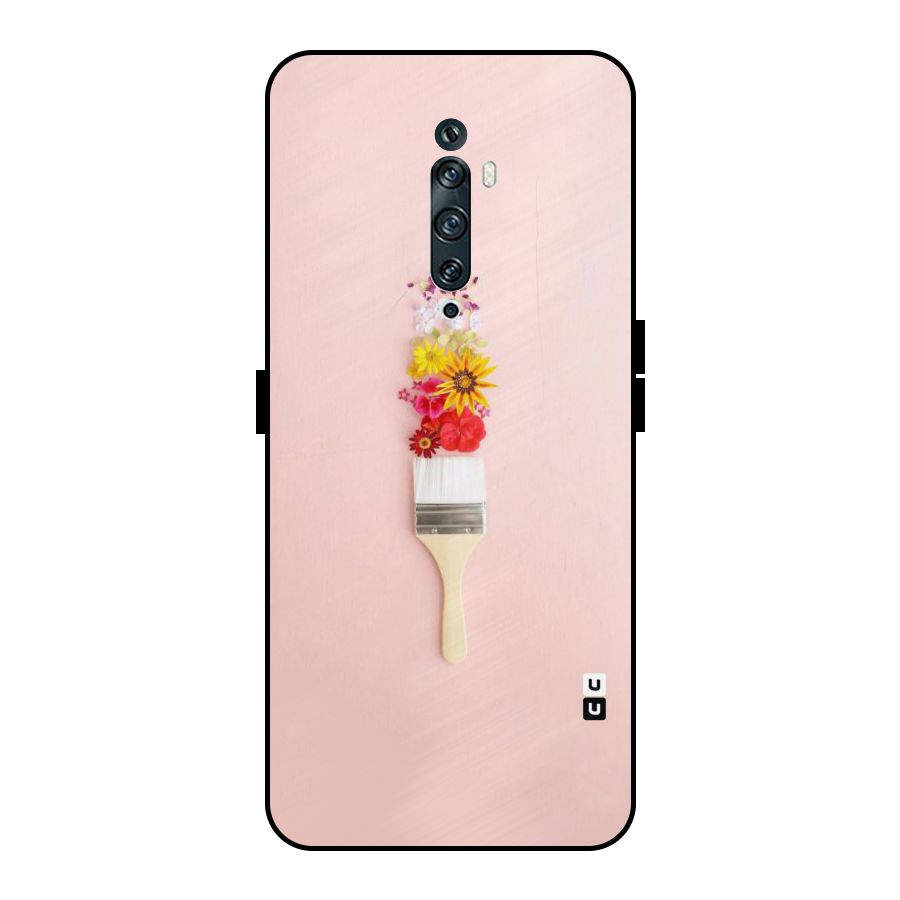 Painted Flowers Metal Back Case for Oppo Reno2 F